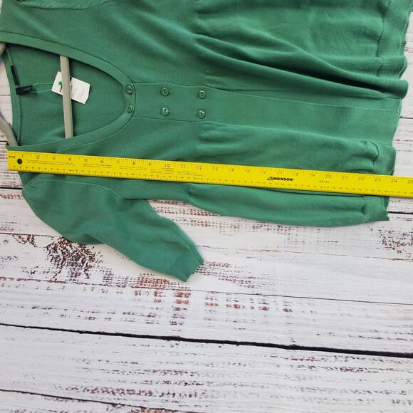 Stile Benetton Short Sleeve Top M Garden Green Scoop Flounce Peasant Sweater NWT - Picture 10 of 11